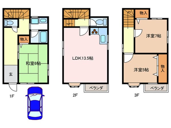 富田林市須賀１丁目戸建貸家の物件間取画像